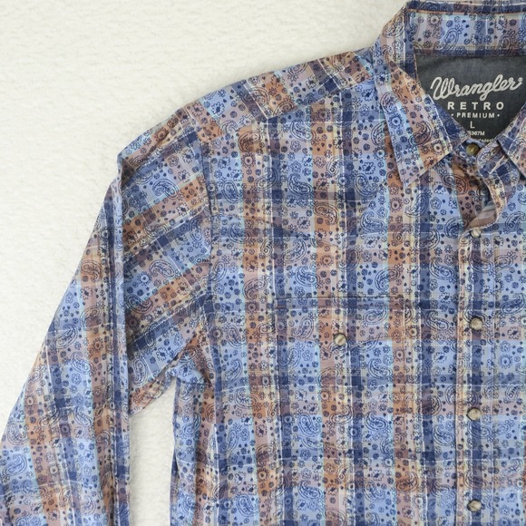 Wrangler Retro Premium Pearl Snap Western Shirt Mens Large Bandana Print - Picture 3 of 11